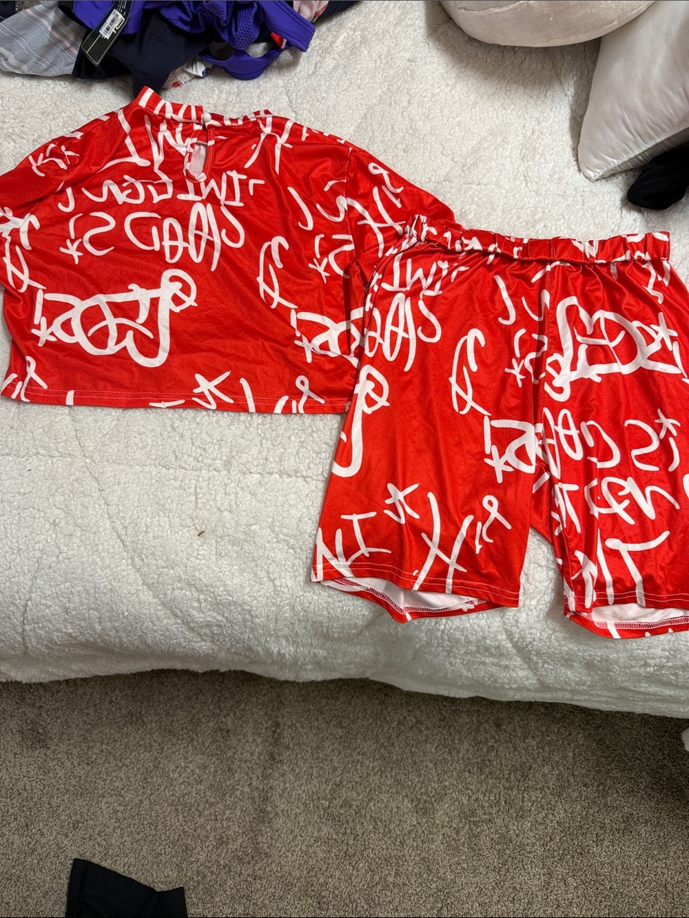 Red Graffiti womens Athletic set
